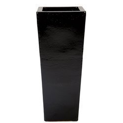 BLACK SHINY Kubis 36x36/90 donica ceramiczna wysoka czarna lakierowana
