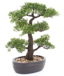 Sztuczne drzewko Bonsai Fikus mini 43 cm w brązowej doniczce