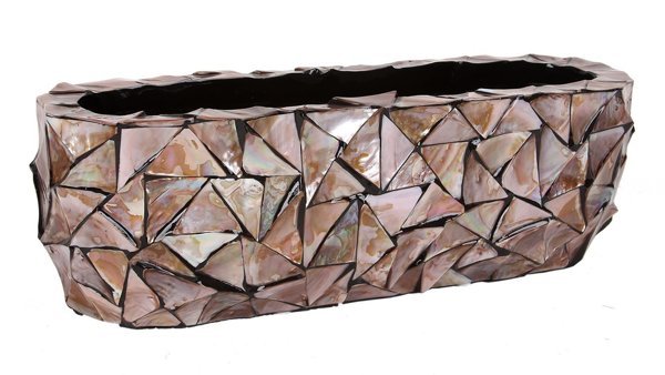 COAST 60x15/18 prostokątna ekskluzywna doniczka brązowa  z muszli morskich