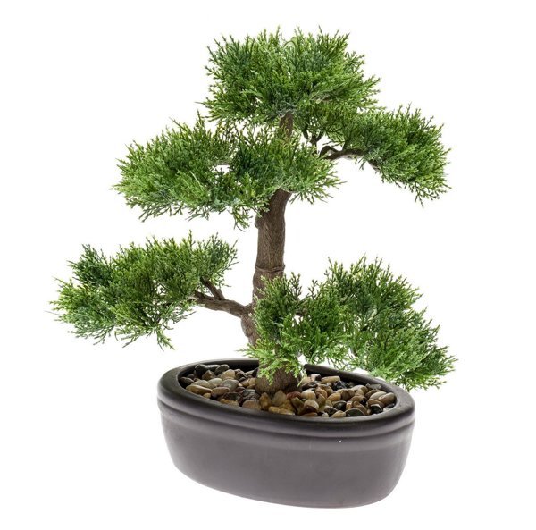 Sztuczne drzewko Bonsai Cedr 32 cm w brązowej doniczce